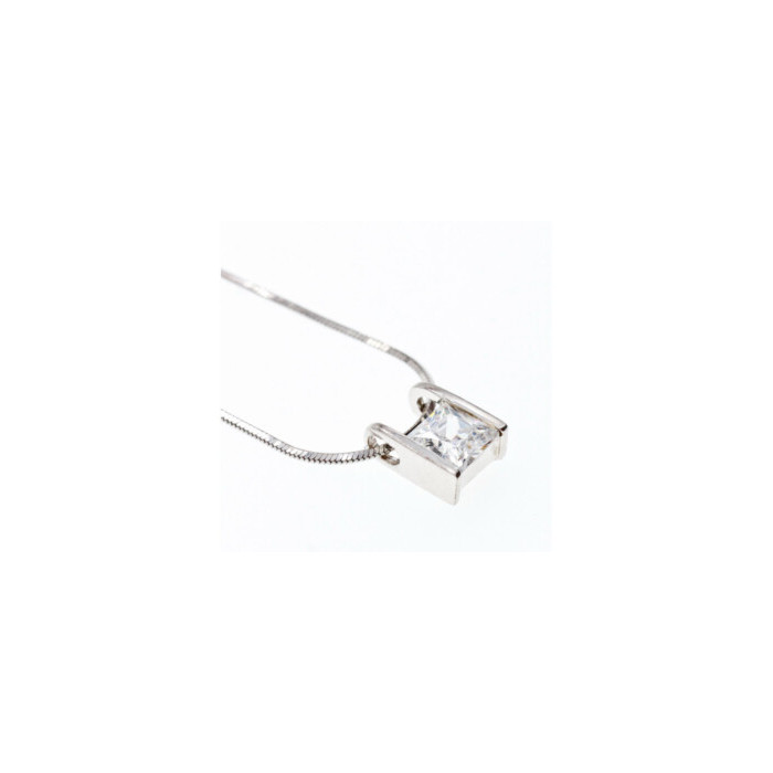 925 Sterling Silver CZ Chain With Pendant Italy
