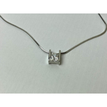 925 Sterling Silver CZ Chain With Pendant Italy
