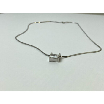 925 Sterling Silver CZ Chain With Pendant Italy