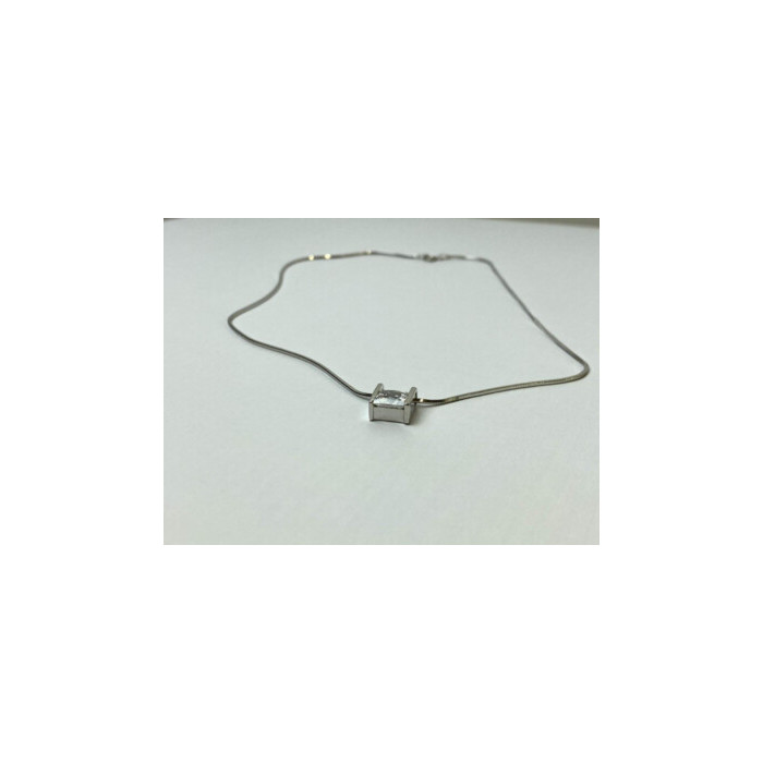 925 Sterling Silver CZ Chain With Pendant Italy