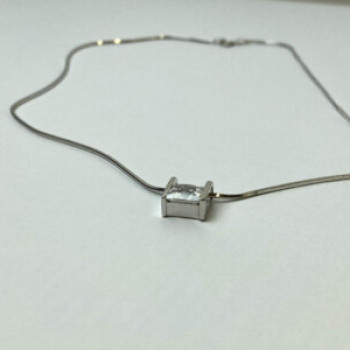 925 Sterling Silver CZ Chain With Pendant Italy