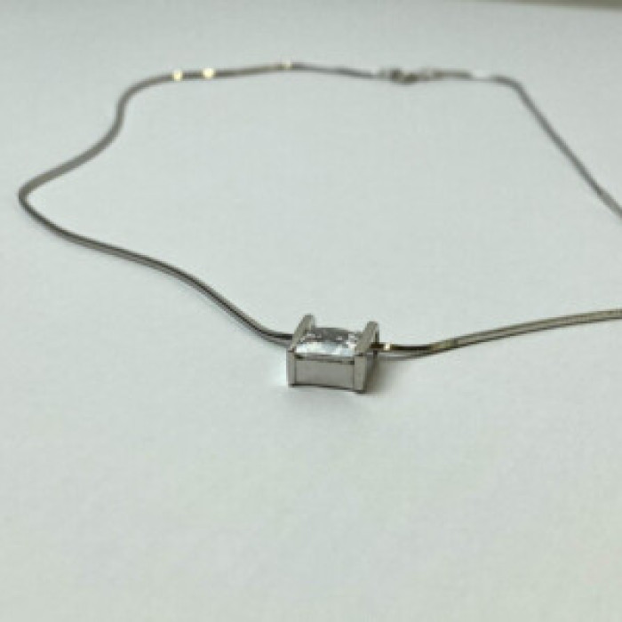 925 Sterling Silver CZ Chain With Pendant Italy