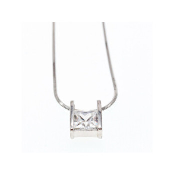 925 Sterling Silver CZ Chain With Pendant Italy