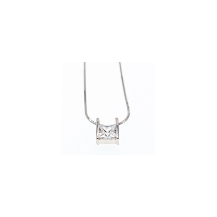 925 Sterling Silver CZ Chain With Pendant Italy