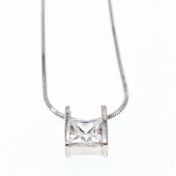 925 Sterling Silver CZ Chain With Pendant Italy