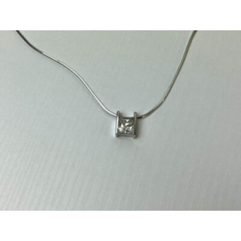 925 Sterling Silver CZ Chain With Pendant Italy