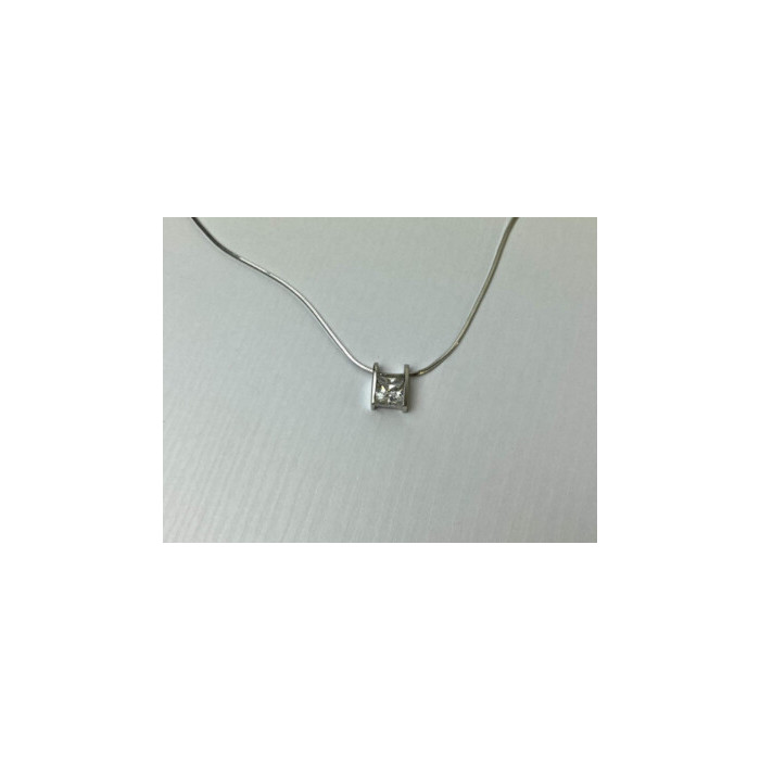 925 Sterling Silver CZ Chain With Pendant Italy