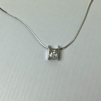 925 Sterling Silver CZ Chain With Pendant Italy