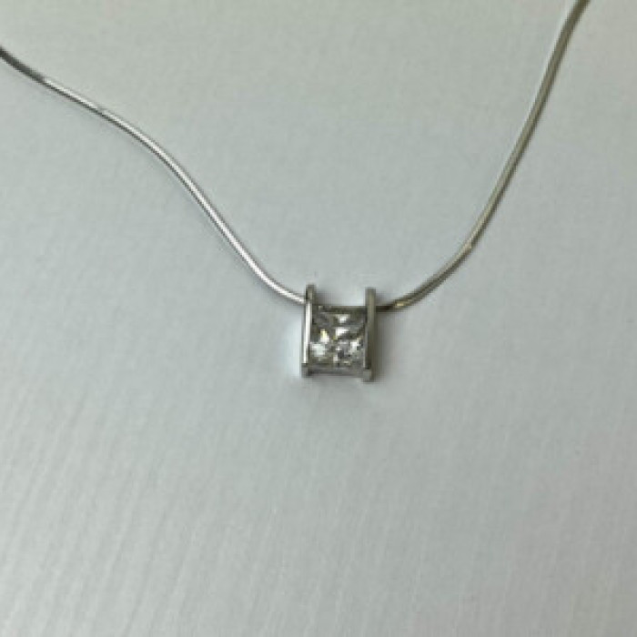 925 Sterling Silver CZ Chain With Pendant Italy