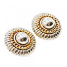 Flli Menegatti  Vintage 925 Sterling Silver Two Tone  14k Gold Clip-On Earrings
