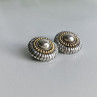 Flli Menegatti  Vintage 925 Sterling Silver Two Tone  14k Gold Clip-On Earrings