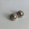 Flli Menegatti  Vintage 925 Sterling Silver Two Tone  14k Gold Clip-On Earrings