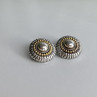 Flli Menegatti  Vintage 925 Sterling Silver Two Tone  14k Gold Clip-On Earrings