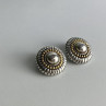 Flli Menegatti  Vintage 925 Sterling Silver Two Tone  14k Gold Clip-On Earrings