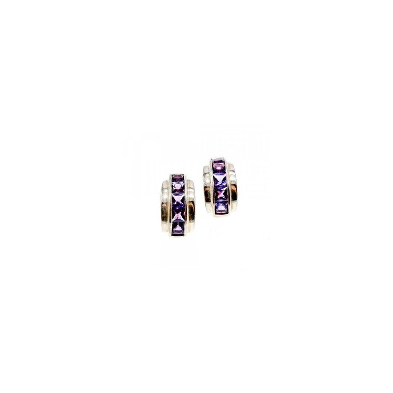 925 Sterling Silver Purple Tourmaline Stud Earrings
