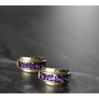 925 Sterling Silver Purple Tourmaline Stud Earrings