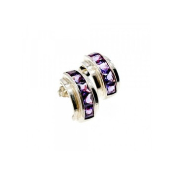 925 Sterling Silver Purple Tourmaline Stud Earrings