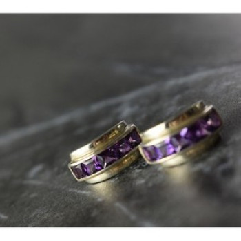 925 Sterling Silver Purple Tourmaline Stud Earrings