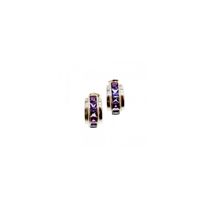 925 Sterling Silver Purple Tourmaline Stud Earrings