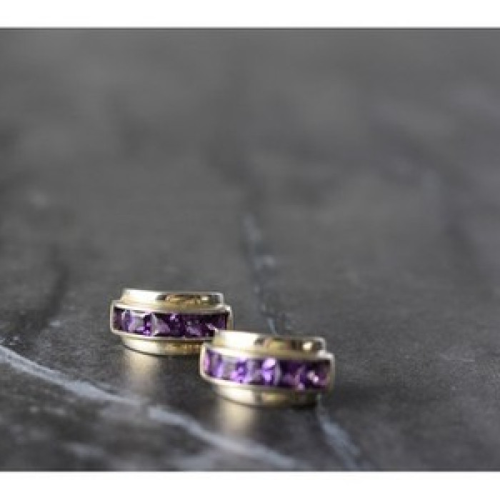 925 Sterling Silver Purple Tourmaline Stud Earrings