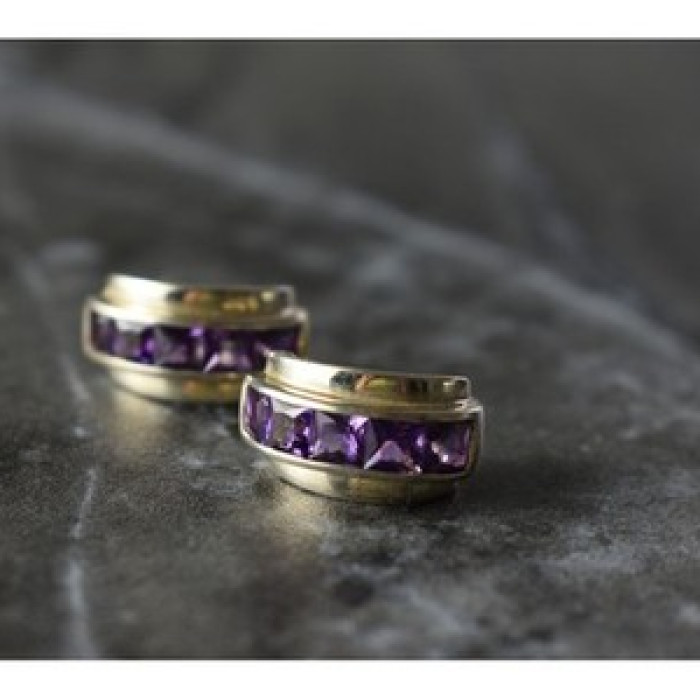 925 Sterling Silver Purple Tourmaline Stud Earrings
