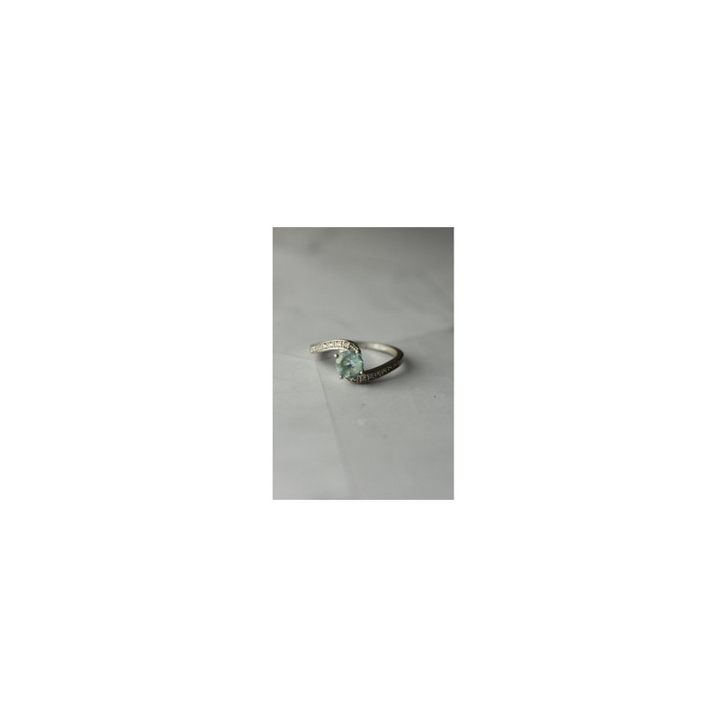 925 Sterling Silver Blue Spinel & CZ Ring Size 8.5
