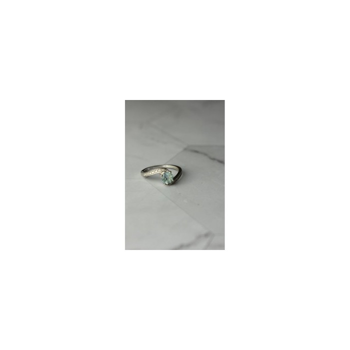 925 Sterling Silver Blue Spinel & CZ Ring Size 8.5