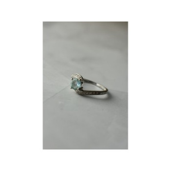 925 Sterling Silver Blue Spinel & CZ Ring Size 8.5