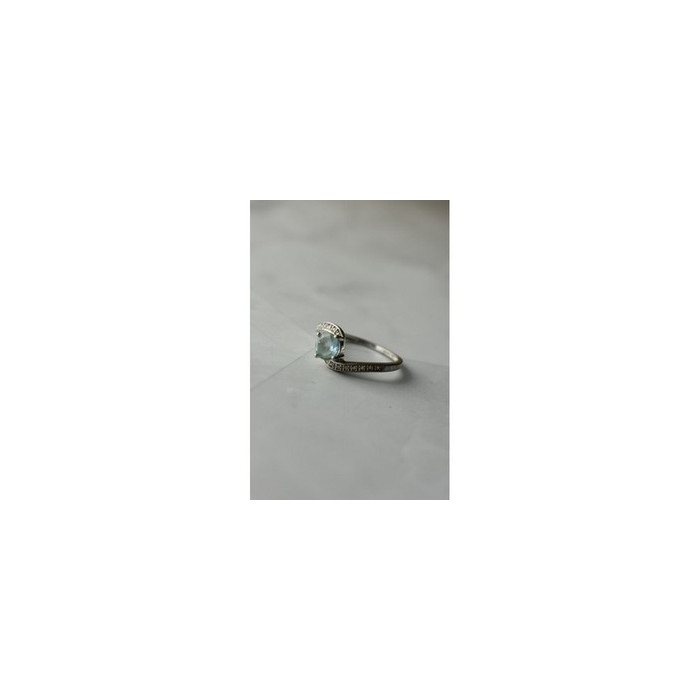 925 Sterling Silver Blue Spinel & CZ Ring Size 8.5