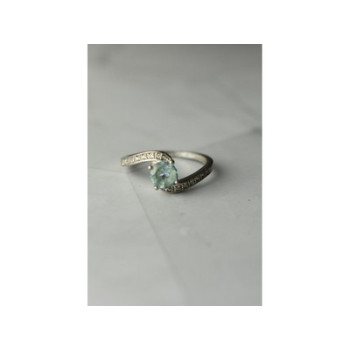 925 Sterling Silver Blue Spinel & CZ Ring Size 8.5