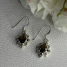 925 Sterling Silver Hessonite & Marcasite Earrings Length 1.10 Inch