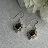 925 Sterling Silver Hessonite & Marcasite Earrings Length 1.10 Inch