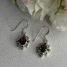 925 Sterling Silver Hessonite & Marcasite Earrings Length 1.10 Inch