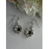 925 Sterling Silver Hessonite & Marcasite Earrings Length 1.10 Inch