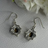 925 Sterling Silver Hessonite & Marcasite Earrings Length 1.10 Inch