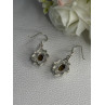 925 Sterling Silver Hessonite & Marcasite Earrings Length 1.10 Inch