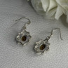 925 Sterling Silver Hessonite & Marcasite Earrings Length 1.10 Inch