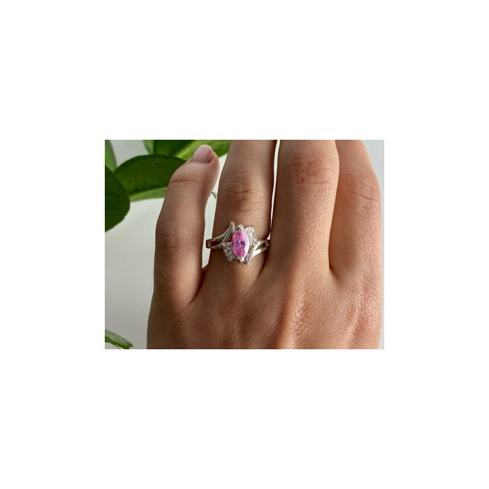 925 Sterling Silver Pink & White CZ Ring Size 7
