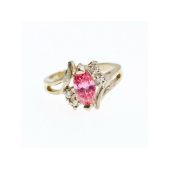 925 Sterling Silver Pink & White CZ Ring Size 7
