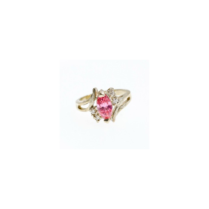 925 Sterling Silver Pink & White CZ Ring Size 7