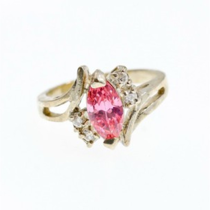 925 Sterling Silver Pink & White CZ Ring Size 7