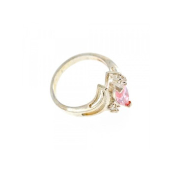 925 Sterling Silver Pink & White CZ Ring Size 7