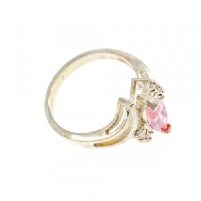 925 Sterling Silver Pink & White CZ Ring Size 7