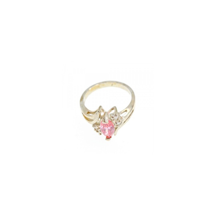 925 Sterling Silver Pink & White CZ Ring Size 7