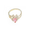 925 Sterling Silver Pink & White CZ Ring Size 7