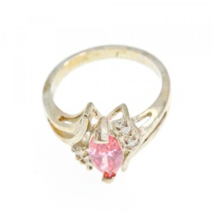 925 Sterling Silver Pink & White CZ Ring Size 7