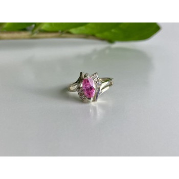 925 Sterling Silver Pink & White CZ Ring Size 7