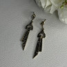 Elegant 925 Sterling Silver Marcasite Earrings Length 1.80 Inch