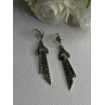 Elegant 925 Sterling Silver Marcasite Earrings Length 1.80 Inch