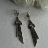 Elegant 925 Sterling Silver Marcasite Earrings Length 1.80 Inch